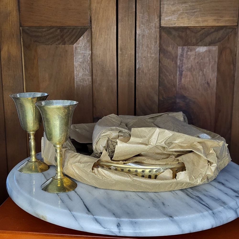 Brass tray with Goblets